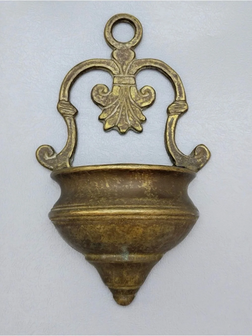 Vintage brass holy water font